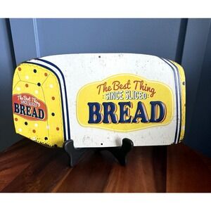Vintage Embossed Metal "The Best Thing Since Sliced Bread" Kitchen Wall Sign 14"